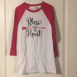 Baseball red and white three quarter length shirt